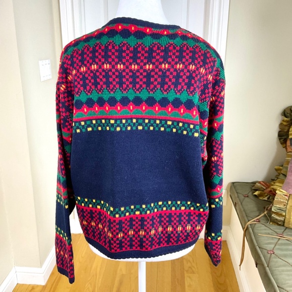 Tally-Ho Cardigan Sweater Dog Fair Isle Navy Multi (~XL, 42”Bust) - Picture 3 of 7